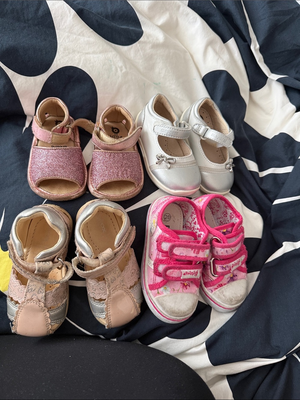 Assorted Kids Shoes Bundle - Pink, Silver, Rose Gold size 20/4.5